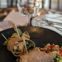 Basil pesto wrap at Coquelicot Gallery and Cafe in Palatine