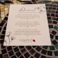 Dessert menu at Coquelicot Gallery and Cafe in Palatine