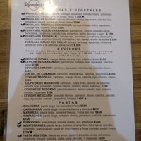 Menu at Shambala in Barichara