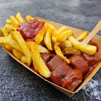 Vegan Currywurst with fries & ketchup (6€) at CURRY 61  in Berlin