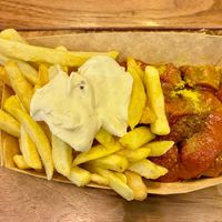Currywurst, fries and truffle mayo at CURRY 61  in Berlin