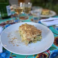 2nd: Baked lasagnette with green beans, potatoes, basil and béchamel with peppers at La Cena di Pitagora in Ponte Nizza