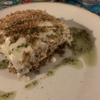 Lasagnette al forno con ragù di lenticchie e olio alla salvia  at La Cena di Pitagora in Ponte Nizza