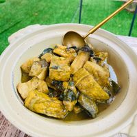 Braised green bananas with tofu and mushroom at SU - Sapa Vegetarian Restaurant in Sapa