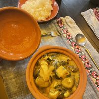 Braised green bananas, mushrooms and tofu (lots of coriander)  at SU - Sapa Vegetarian Restaurant in Sapa