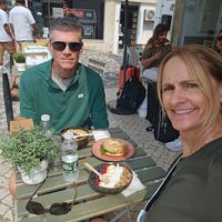 Eating our food outside at Rütz - Albufeira in Albufeira