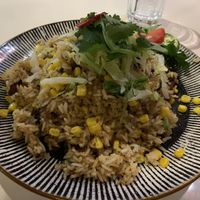 Mock chicken with corn fried rice. 👌👌  at Cafe Soya in Birmingham