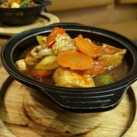 Satay tofu with peppers at Cafe Soya in Birmingham