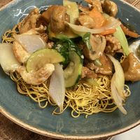 Mixed mock meat noodles  at Cafe Soya in Birmingham