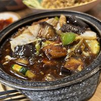 Tofu and aubergine in black bean sauce   at Cafe Soya in Birmingham