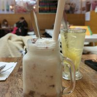 Soy red bean shake + ginger tea 🍵 #Veganuary at Cafe Soya in Birmingham