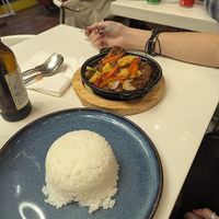 Mock duck and plain rice at Cafe Soya in Birmingham