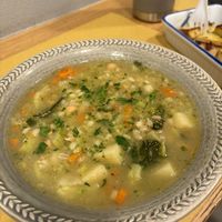 Ginger, barley, chickpeas and veggies   at Malerba in Bologna