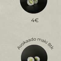 vegan menu at G-Sushi in Kuressaare