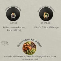 vegan menu at G-Sushi in Kuressaare
