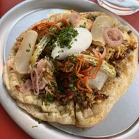 Coral tooth mushroom on flatbreadd  at Holy Carrot in West London