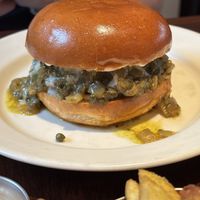 Artichoke and smoked tofu burger with curry butter - the curry butter was delicious and packed with flavour.   at Holy Carrot in West London