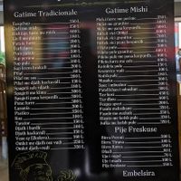 Official menu at Kastrati in Tirana