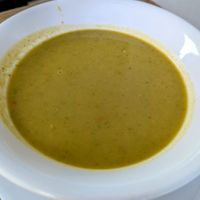 Vegetable (broccoli) soup at Kastrati in Tirana
