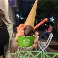 Strawberry and nerone at FIGO il Gelato Italiano in Astoria