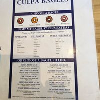 Menu at Culpa Espresso in Aintree