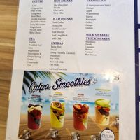 Menu at Culpa Espresso in Aintree