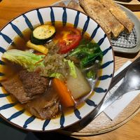 Sichuan Spicy Vegan Beef Noofles, with side of crispy mushroom    at Mei Shu Zhai - 美蔬齋  in Kaohsiung