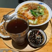 Hot and sour noodles. With Mei Shu Zai signature ice tea    at Mei Shu Zhai - 美蔬齋  in Kaohsiung