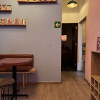 This is how the interior looks like and as background music there was j-pop   at Vegan Ramen Mei - Roma in Mexico City