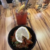 Orange chicken + rice deal  at Vegan Ramen Mei - Roma in Mexico City