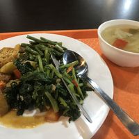 Curry and veggies plus soup of the day  at Vege Garden in Kota Kinabalu