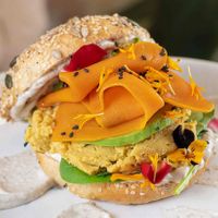 Vegan bagel at Lilo Brunch Specialty Coffee in Barcelona