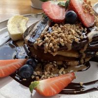 Chocolate Pancakes😍  at Lilo Brunch Specialty Coffee in Barcelona