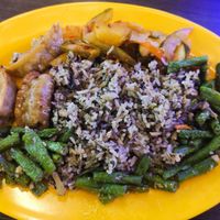 Olive fried rice with dishes, very delicious, recommendef at Kwan Inn Vegetarian 观音斋 - Chinatown in Central Singapore