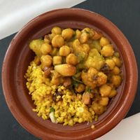 Chickpea tajine with apricot, potato and bulgur  at Finca Elements in Malaga