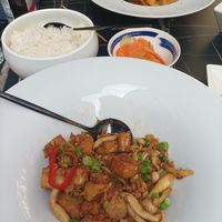 Tofu with stirred mushrooms at Kelurah in Brussels