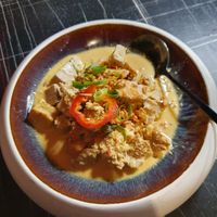 Vegan Rendang: Served with steamed rice at Kelurah in Brussels