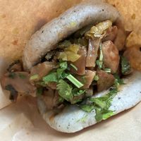 Three cup mushroom guabao with whole wheat sesame bun  at Wen Lao Mu Vegetarian Food - Kaohsiung - 溫老木蔬食-高雄店 in Kaohsiung