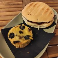 Sandwich and olive muffin at Super ZaZa in Venice