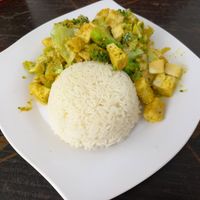 Vegan tofu amok at Street Foods by Champey  in Siem Reap