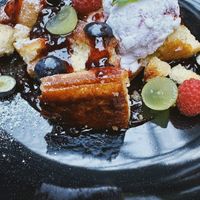 Perfectly balanced vegan Kaiserschmarrn with ice cream at Manna Bistro in Samorin