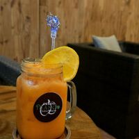 Orange carrot juice at Green Mango Cafè & Bakery in Battambang