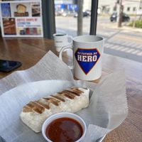 Vegan breakfast burrito with coffeee  at Moody Mike's Cafe in Lexington