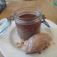 chocolate pot with peanut butter sorbet, dessert course of the Sunday roast at Oak in Bath
