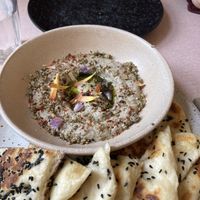 Baba ganoush with pita. So good!!  at Oak in Bath