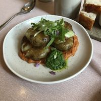 Roast potatoes with zhoug.😋  at Oak in Bath