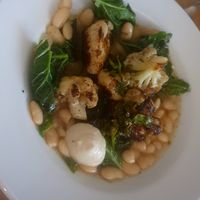 Cauliflower, cannellini beans, greens, celeriac puree, salsa verde at Oak in Bath