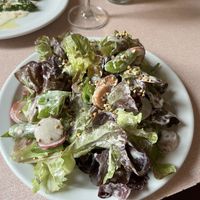 Oak leaf, smoked almond butter, pickled rhubarb, buckwheat  at Oak in Bath