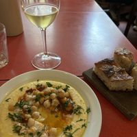 Hummus and bread - the bread was INCREDIBLE, as was the hummus  at Oak in Bath