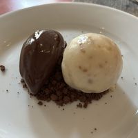 Chocolate ganache and sourdough ice cream  at Oak in Bath